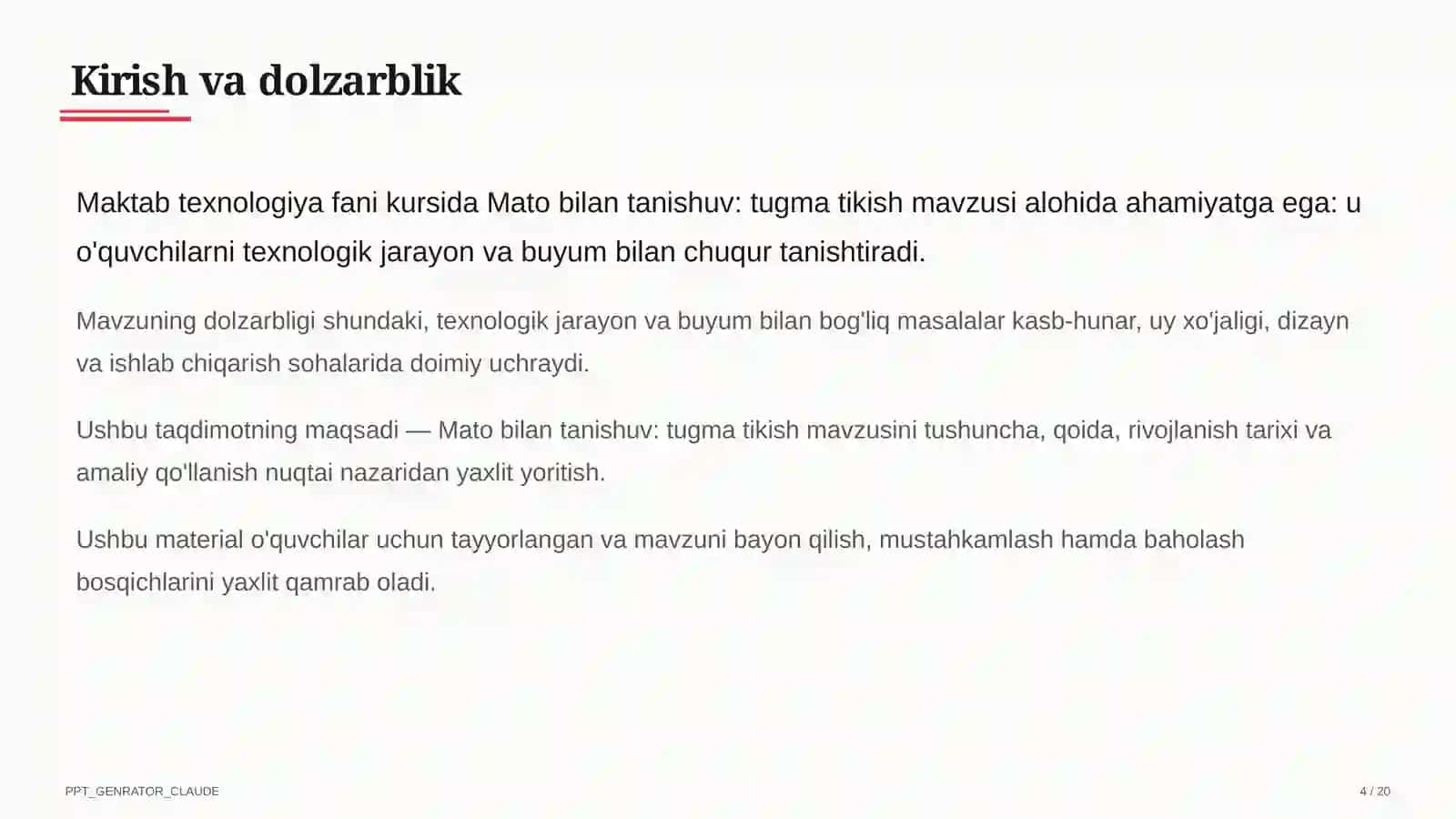 Mato bilan tanishuv: tugma tikish (2-sinf) 4