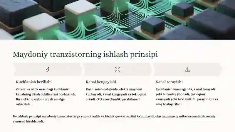 Maydoniy tranzistorlar va ularning ishlash prinsipi 4