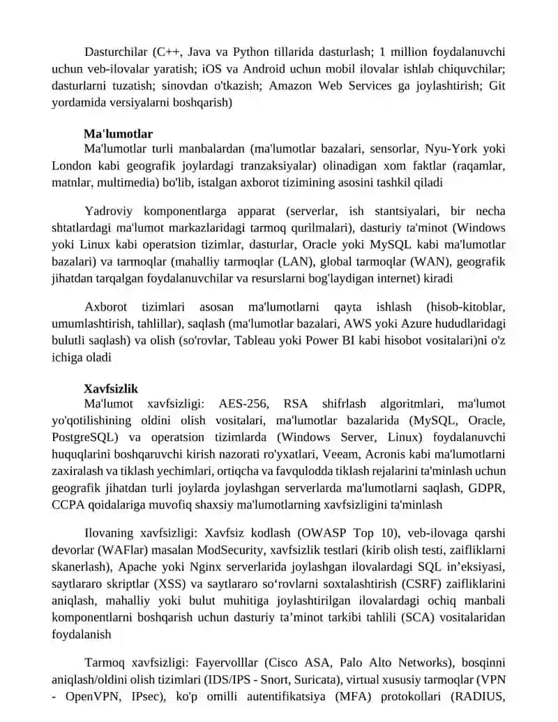 Axborat tizimlarining asosiy takibiy qismlari 4