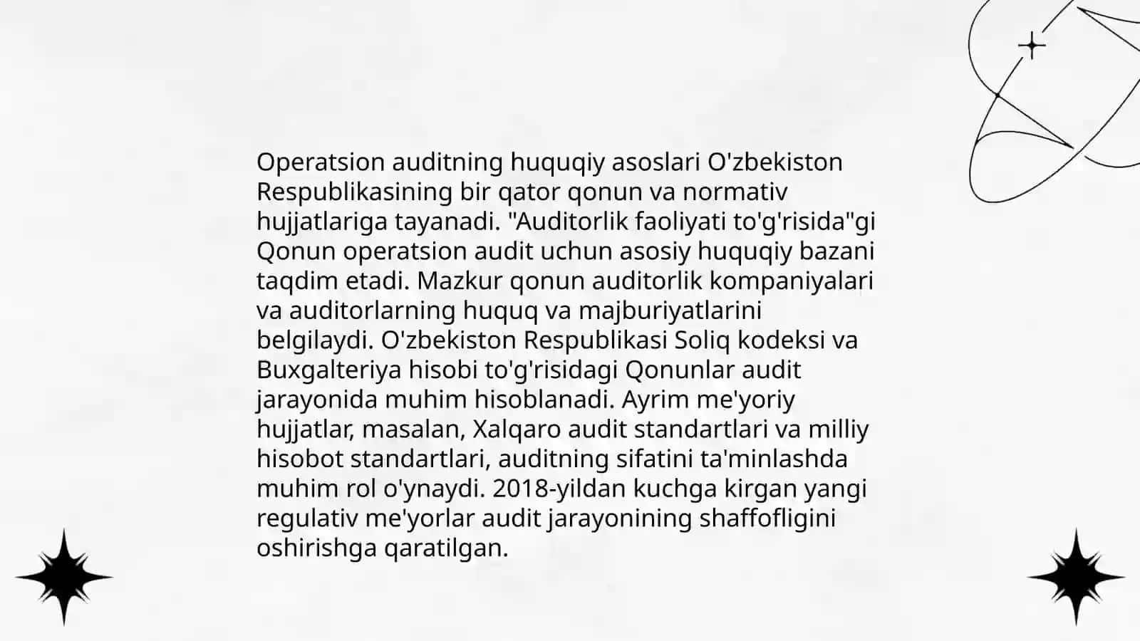 OPERATSION AUDIT ISHLARINI TASHKIL ETISH TARTIBI VA O‘TKAZISH KETMA-KETLIGI 4