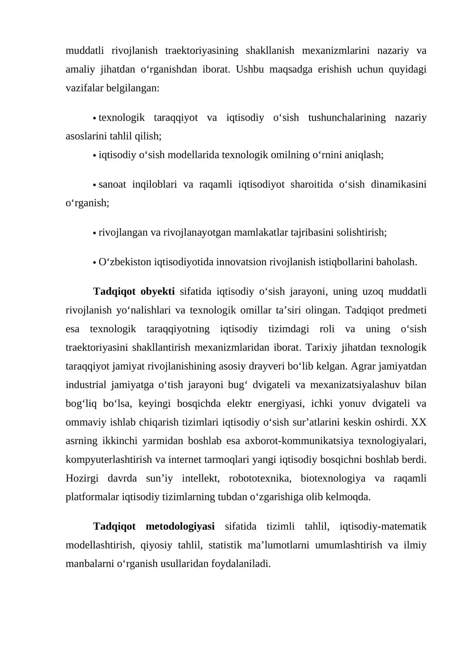 Texnologik taraqqiyot va iqtisodiy o‘sishning uzoq muddatli traektoriyasi 4