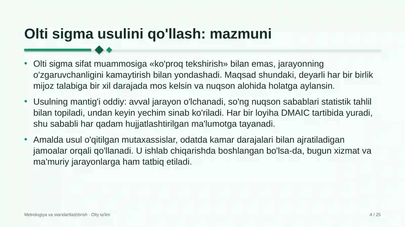 butik mehmonxonalarda olti sigma usulini qo'llash 8915 4