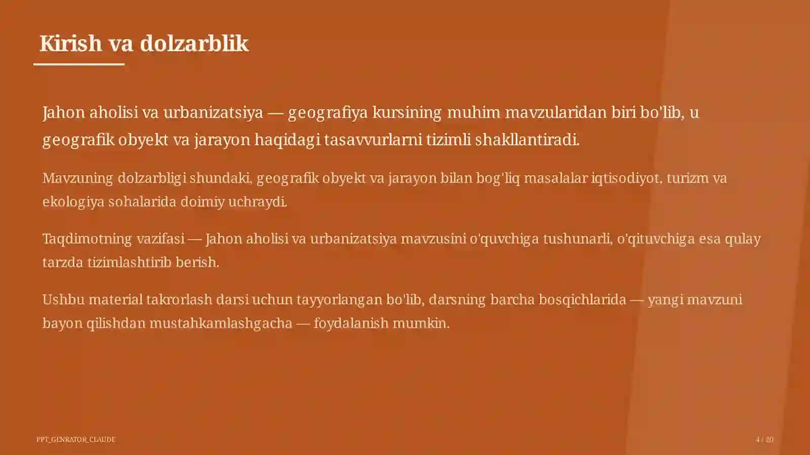 Jahon aholisi va urbanizatsiya (10-sinf) 4