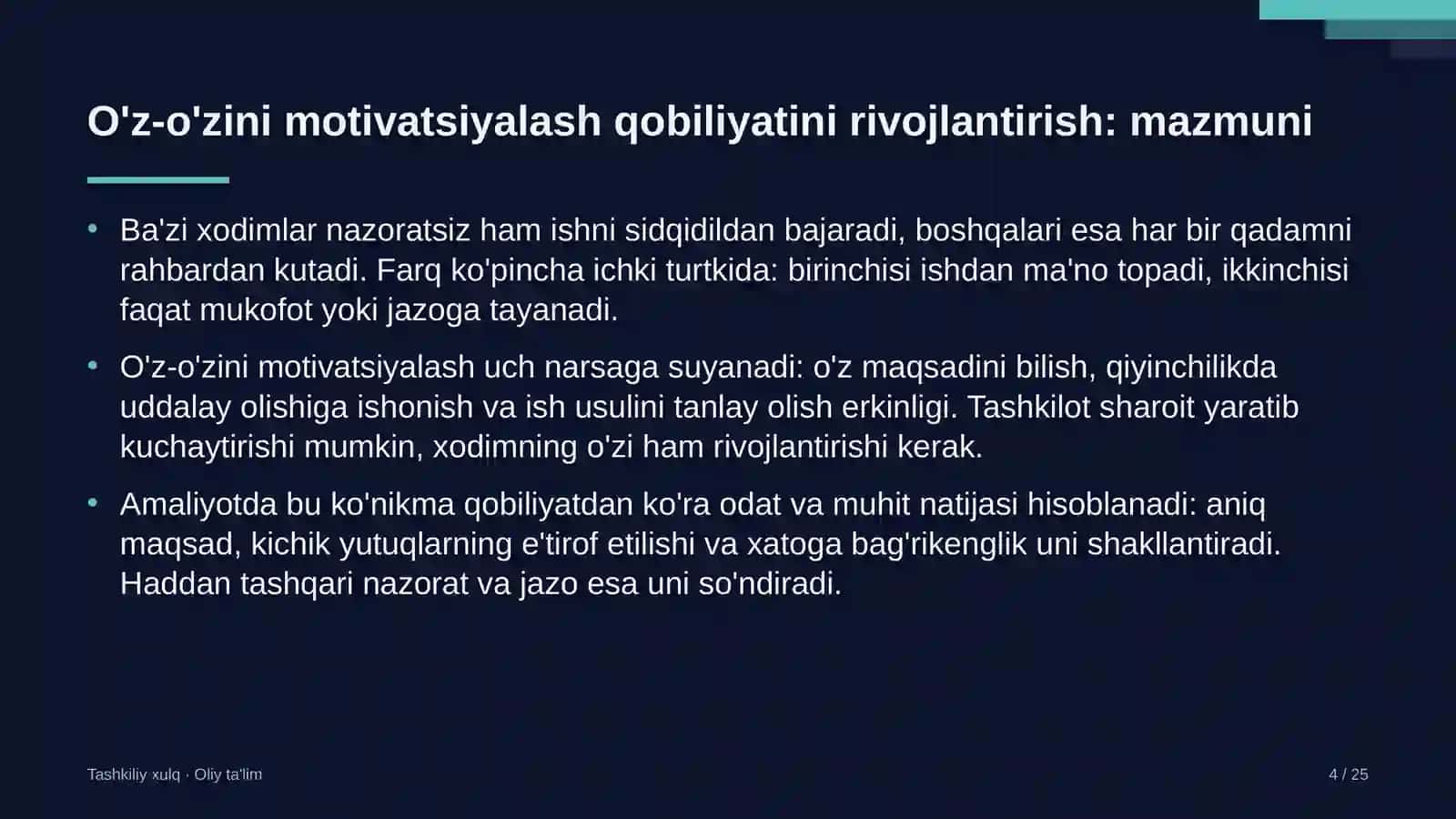 suyultirilgan gaz ishlab chiqarishda xodimlarning o'z o'zini motivatsiyalash qobiliyatini rivojlantirish 5585 4