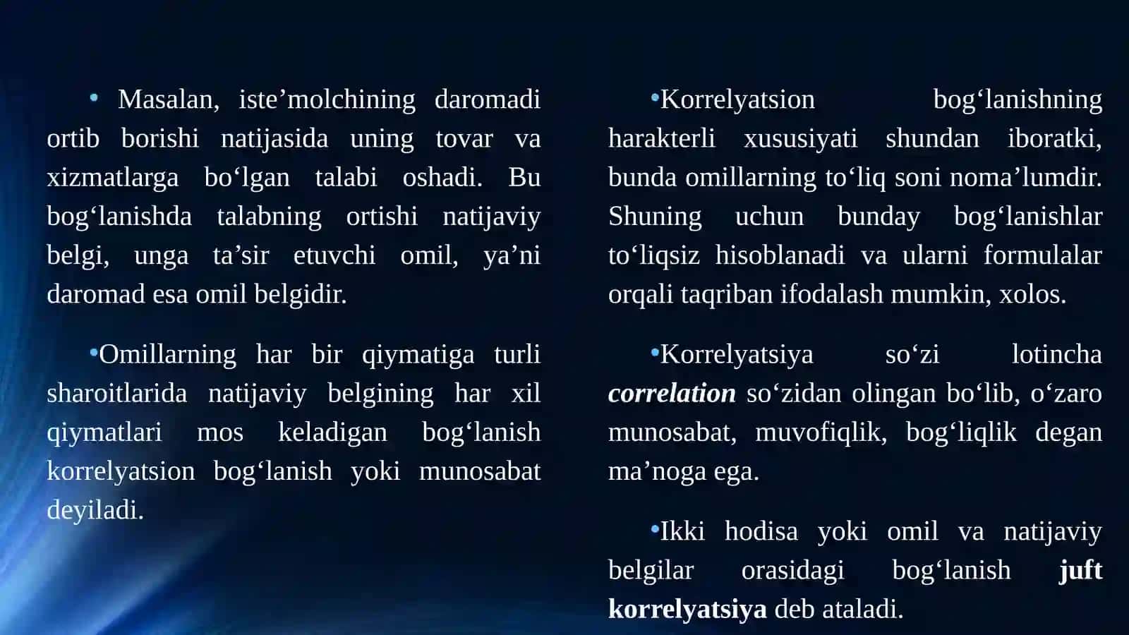 JUFT KORRELYATSION TAHLIL 4