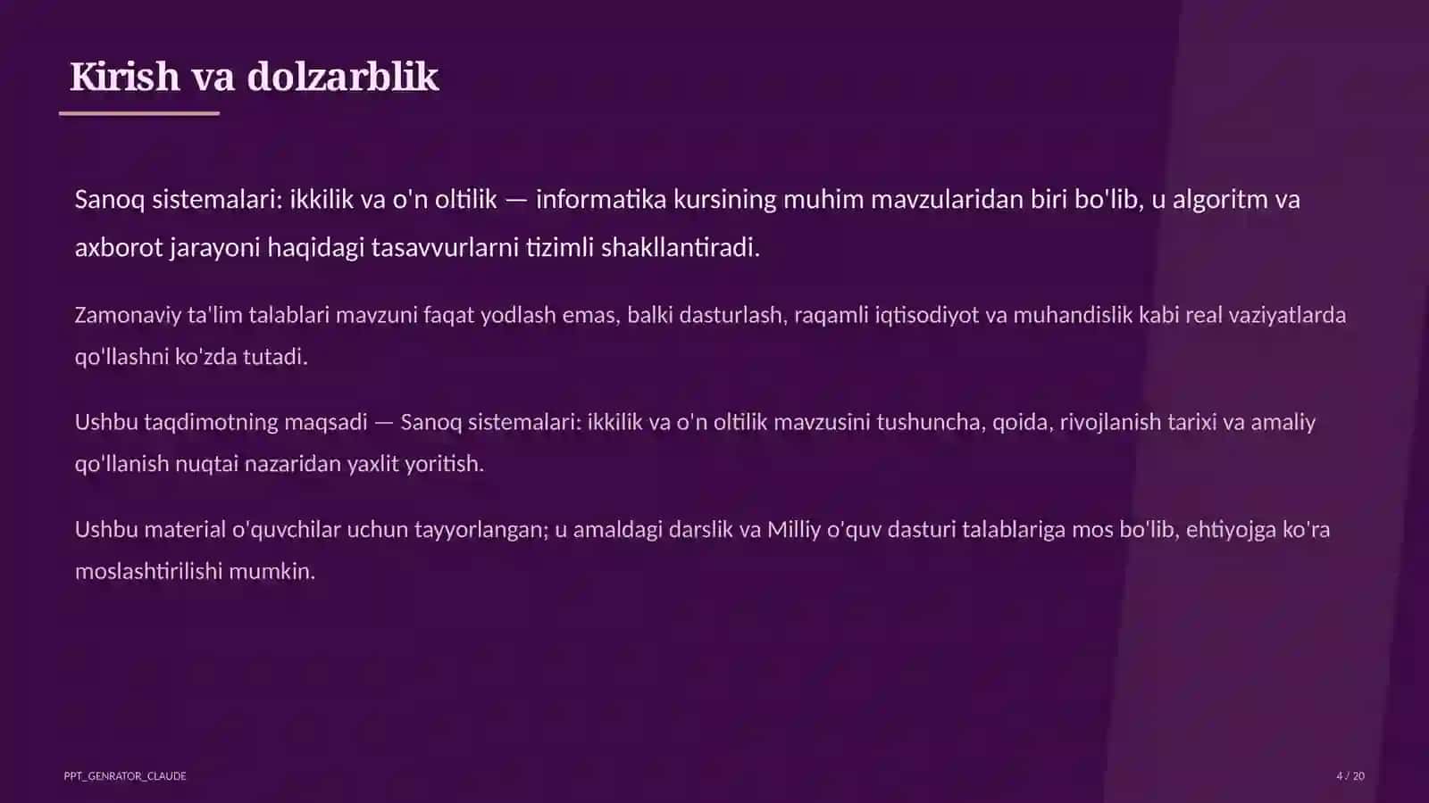 Informatika va axborot texnologiyalari (5–11) — o'quvchilar uchun 4