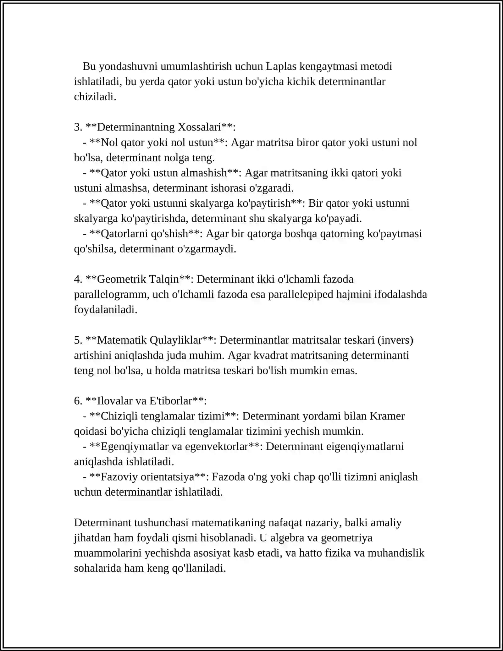 DETIRMINANTLAR NAZARIYASINI AKSIOMATIK QURISH 4