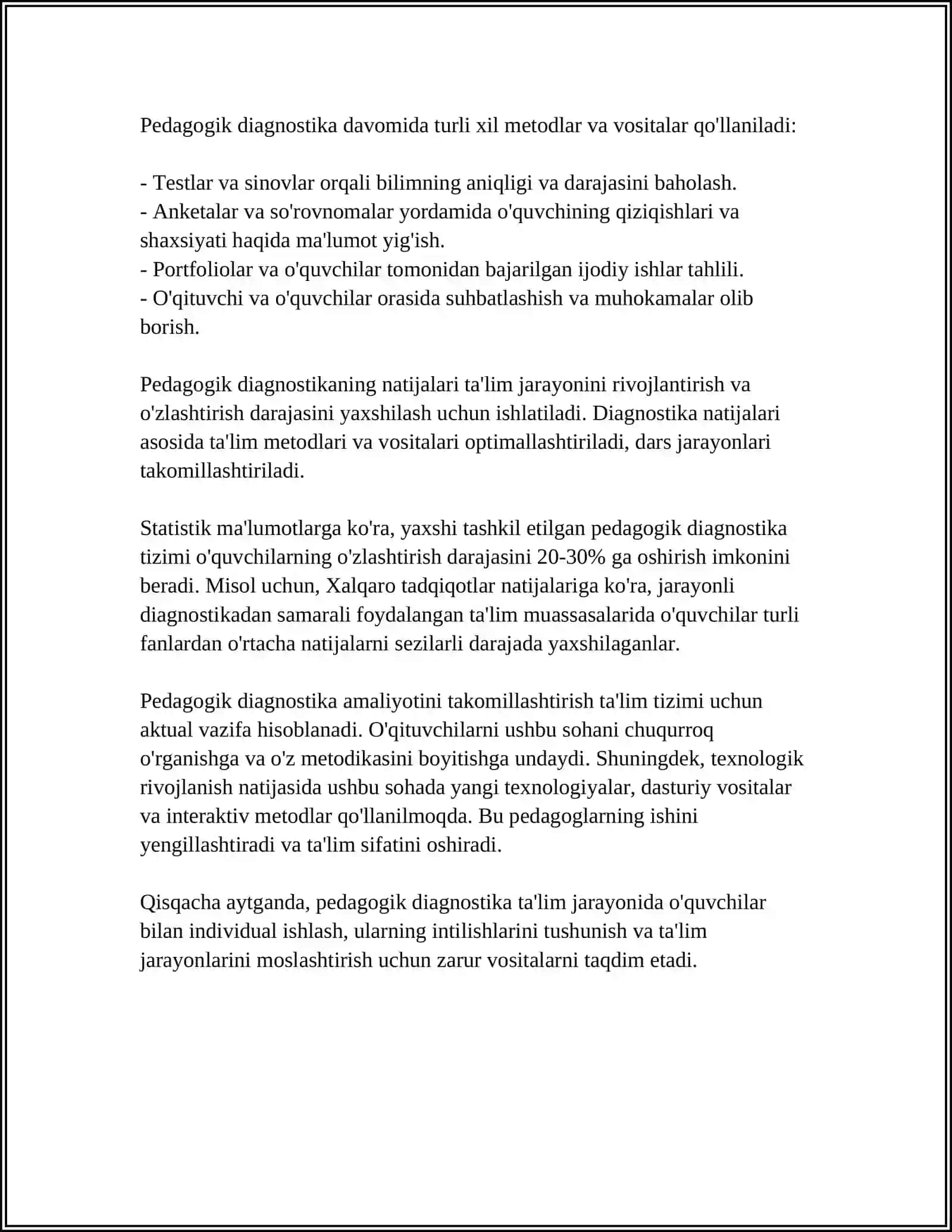 PEDAGOGIK DEAGNOSTIKA MAQSADI VA VAZIFALARI 4