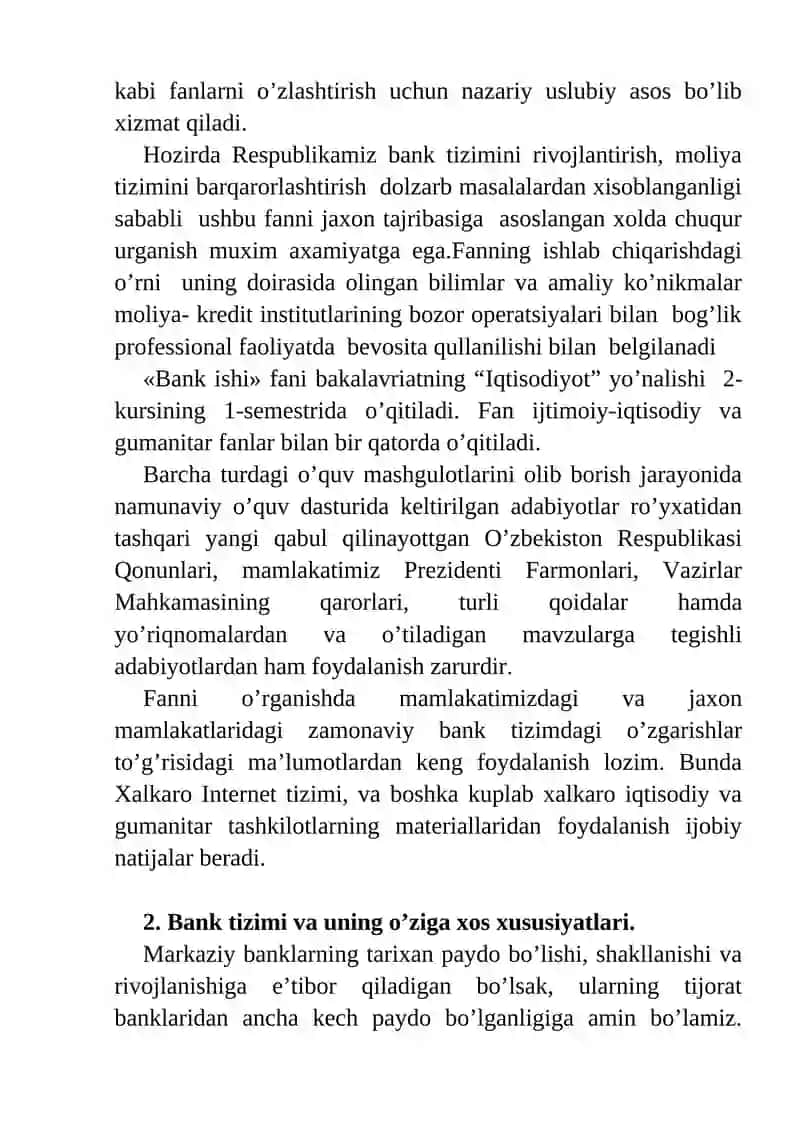 Bank ishiga kirish. Bank tizimi 4