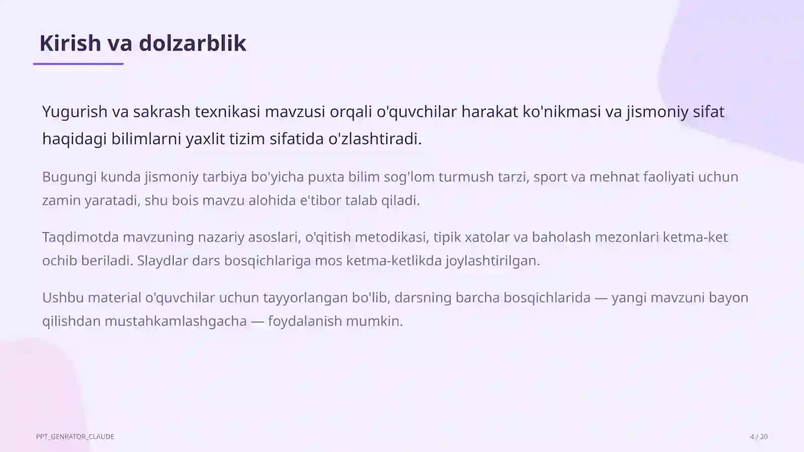 Yugurish va sakrash texnikasi (2-sinf) 4