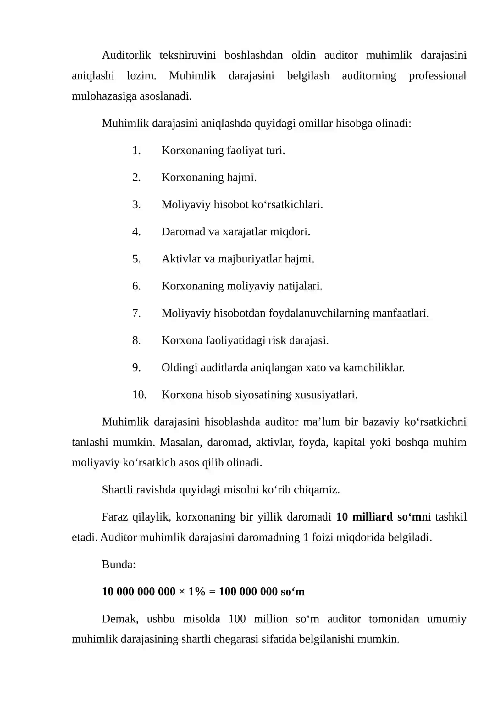 Auditda Muhimlik Darajasi va Uning Ahmiyati 4