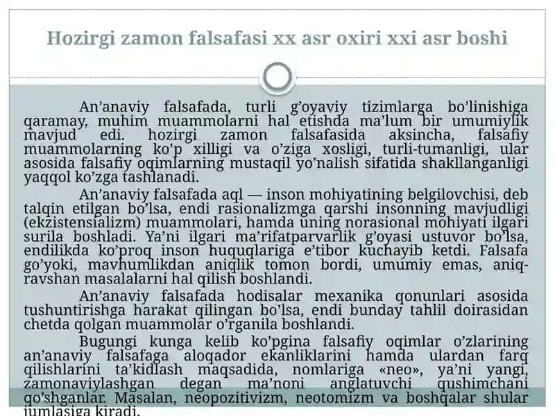 Hozirgi Zamon Falsafasi XX Asr Oxiri XXI Asr Boshi 4