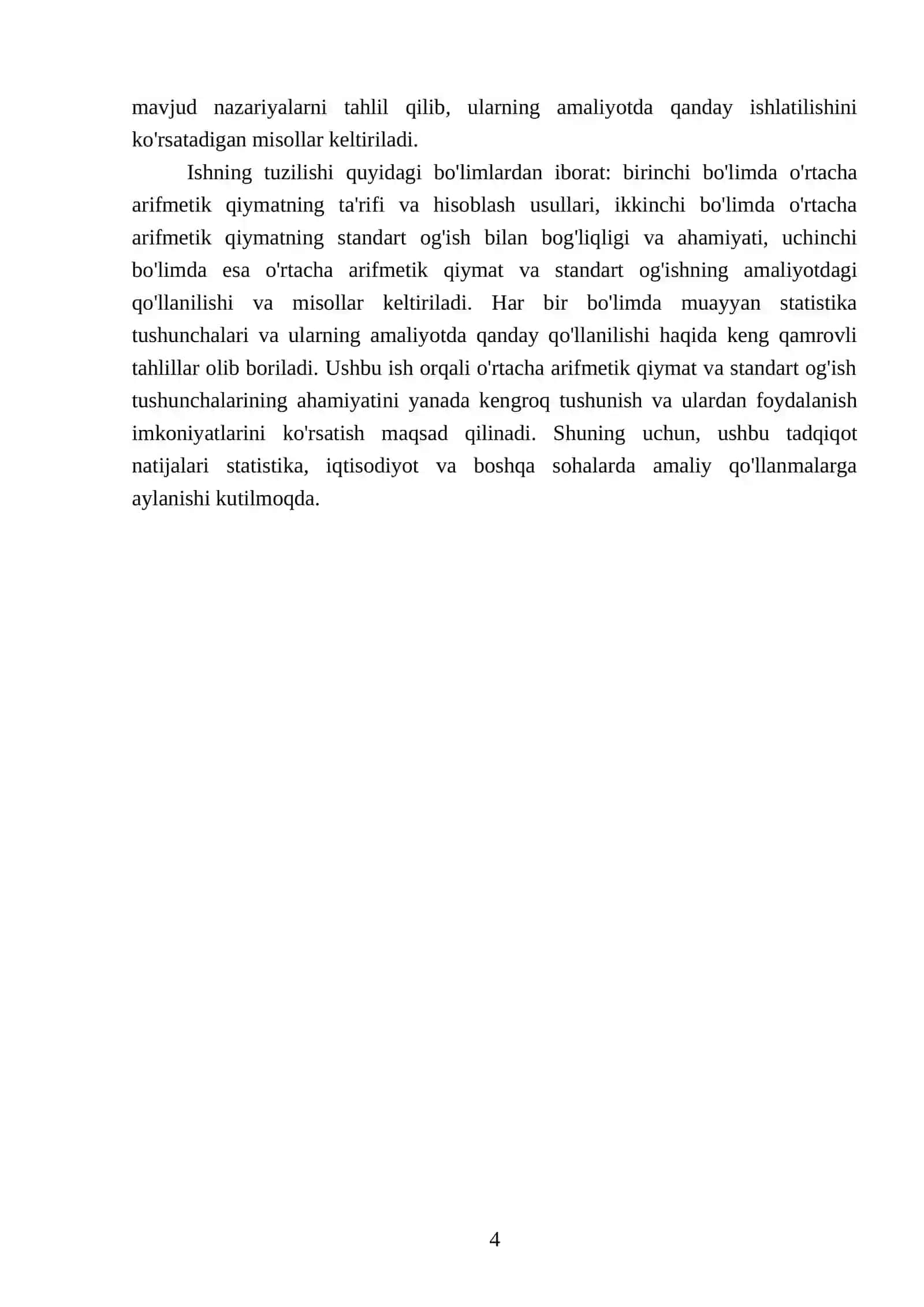 O'rtacha arifmetik qiymat va uning xossa standart og'uning ahamiyati 4