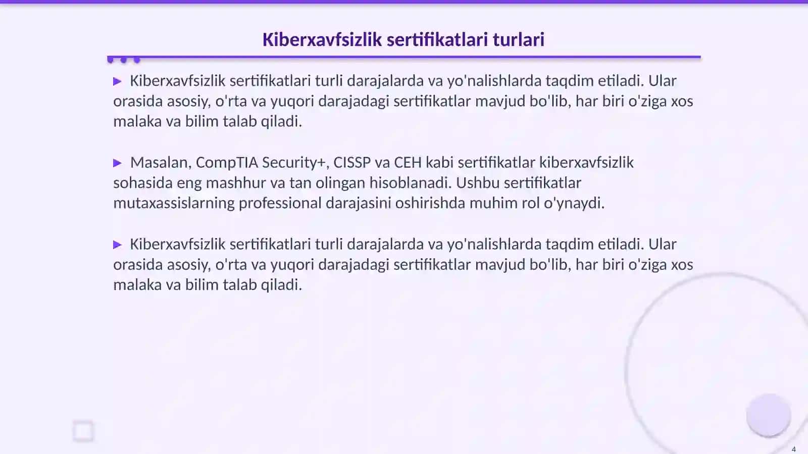 Kiberxavfsizlik sohasida mashhur sertifikatlar 4