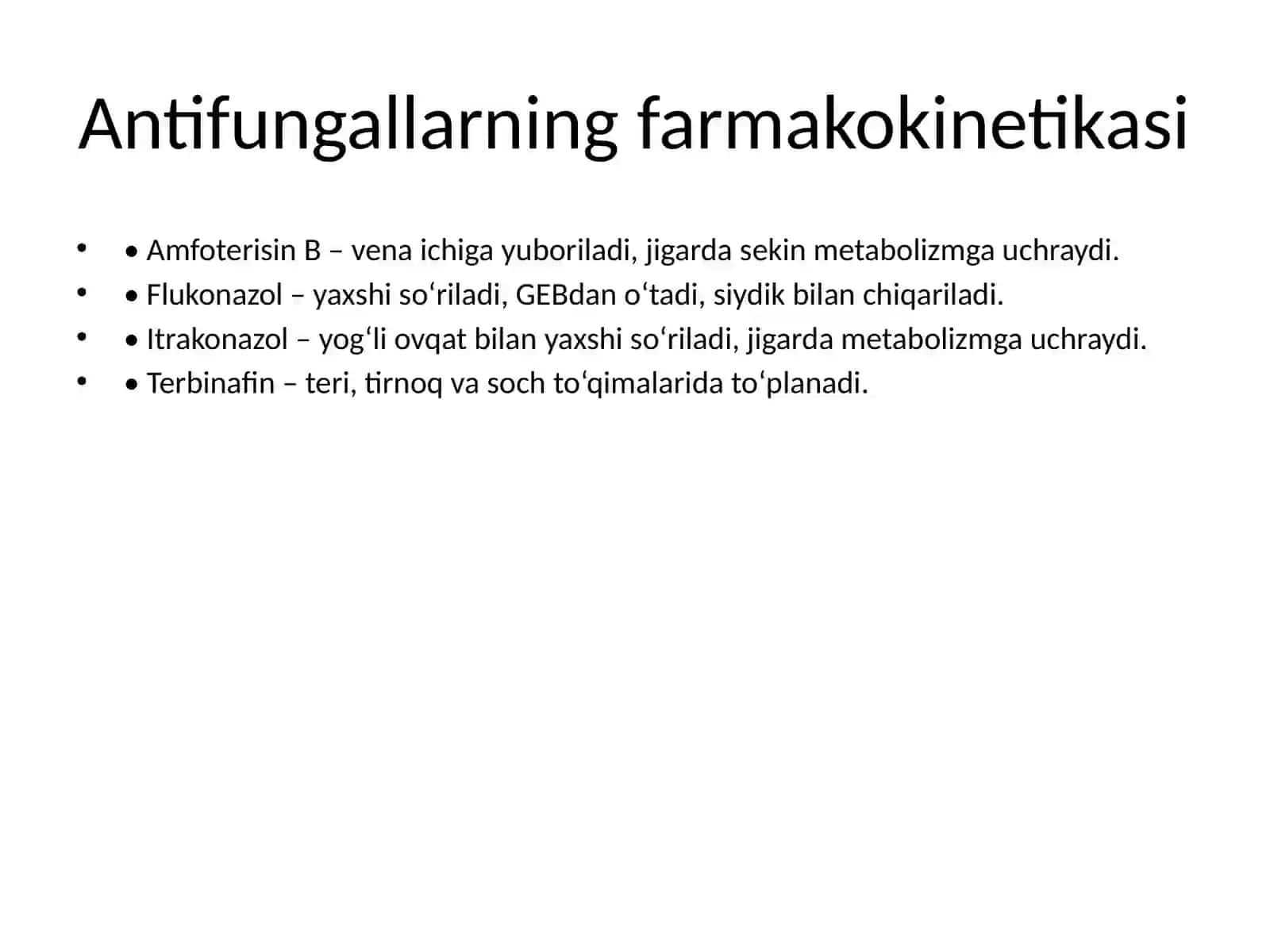 Zamburug‘larga qarshi dori vositalarining klinik farmakalogiyasi 4
