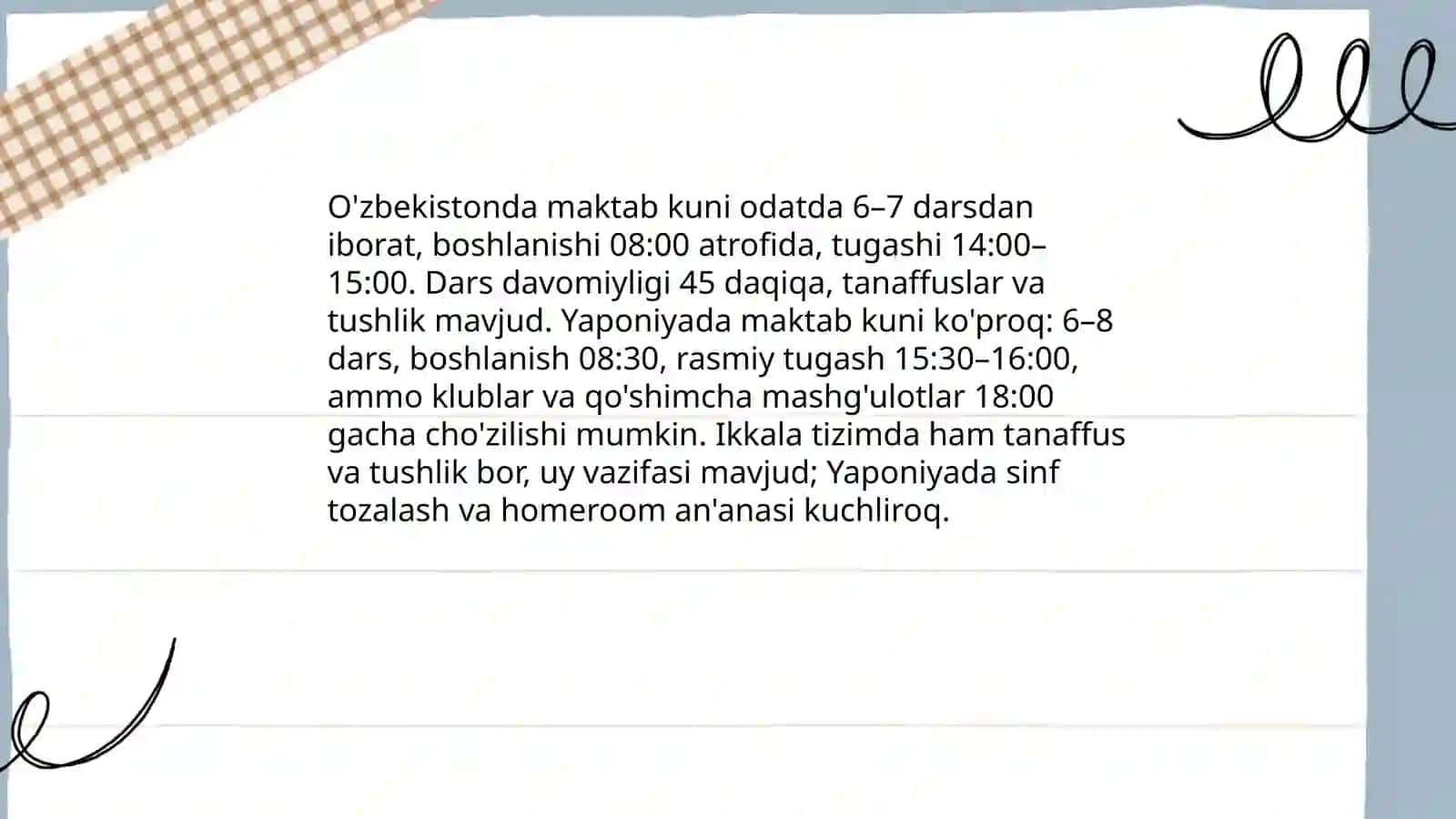 O'zbekiston va Yaponiya maktablari:o'xshash va farqli jihatlari 4