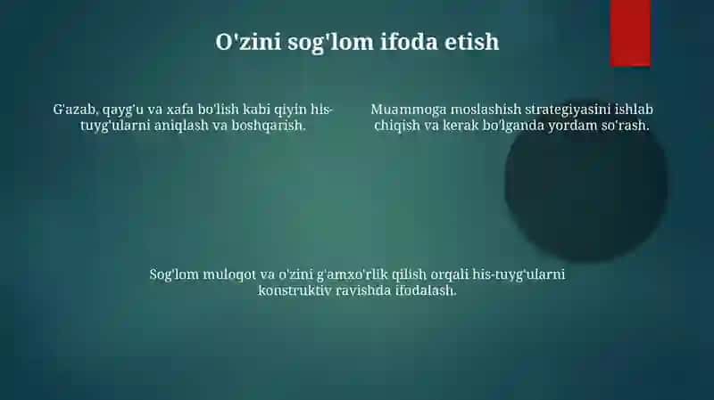 8-sinf Tarbiyadarsligidan Qiyinvaziyatlardahissiyotlarniboshqarish 4