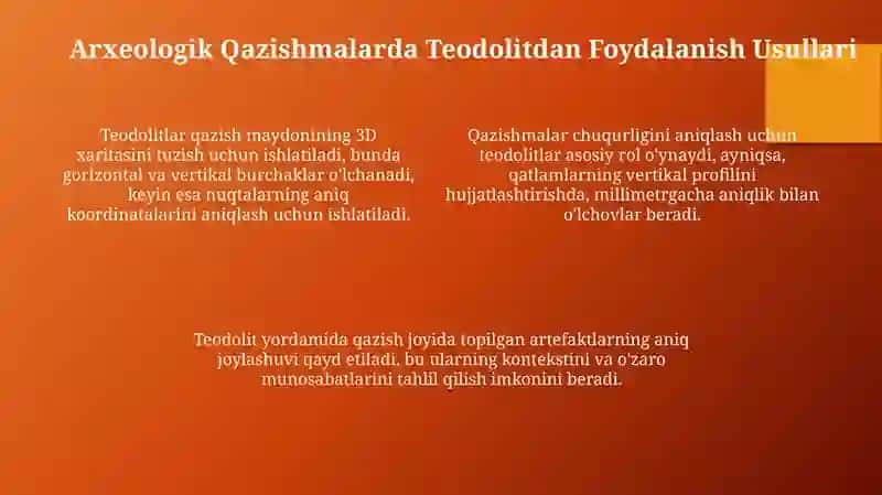 Teodolit arxeologiyada: asoslar, usullar va afzalliklar 4