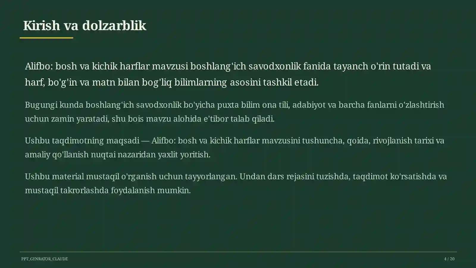 Alifbo: bosh va kichik harflar (1-sinf) 4