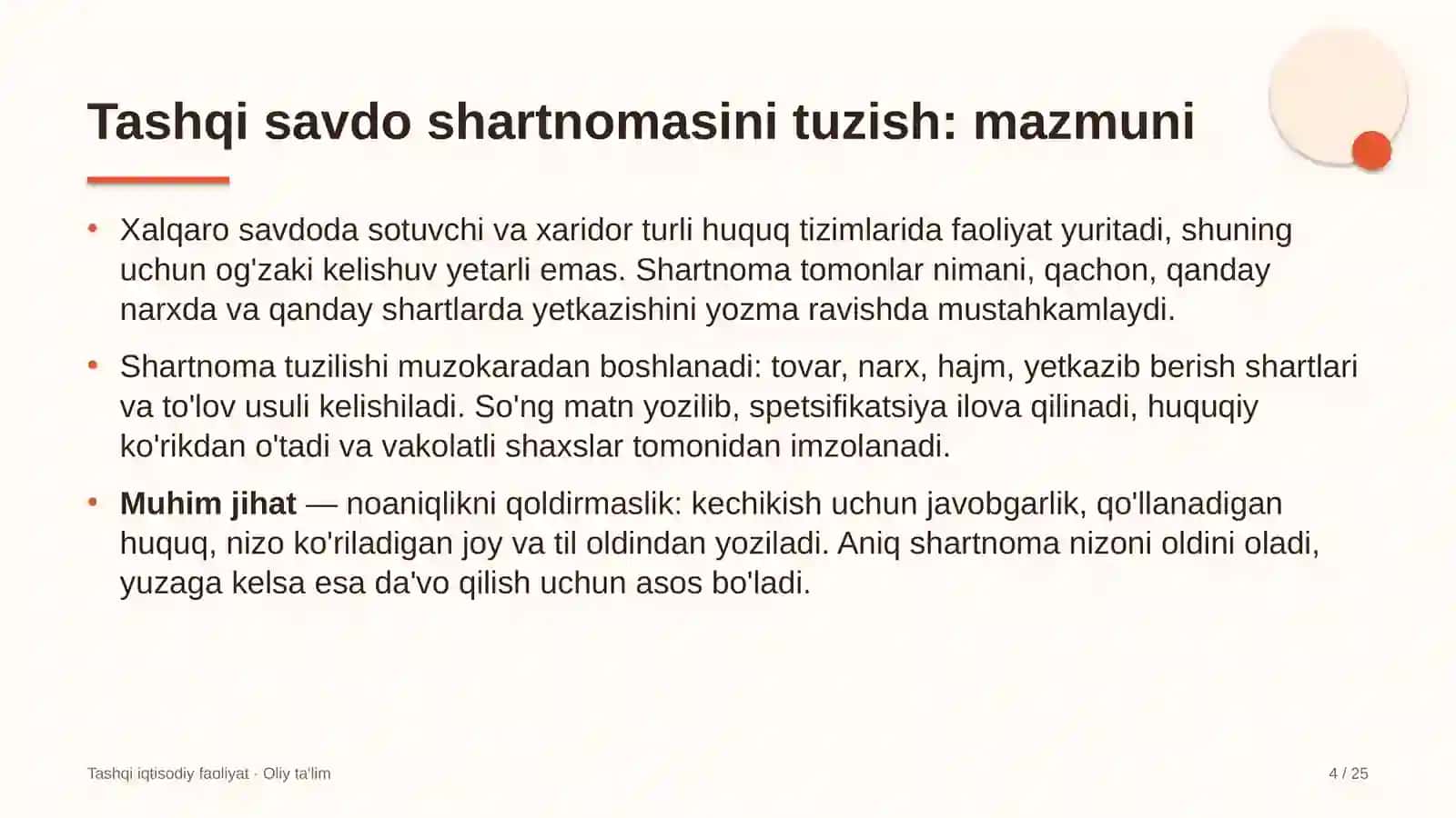 Konteyner tashishda tashqi savdo shartnomasini tuzish 4