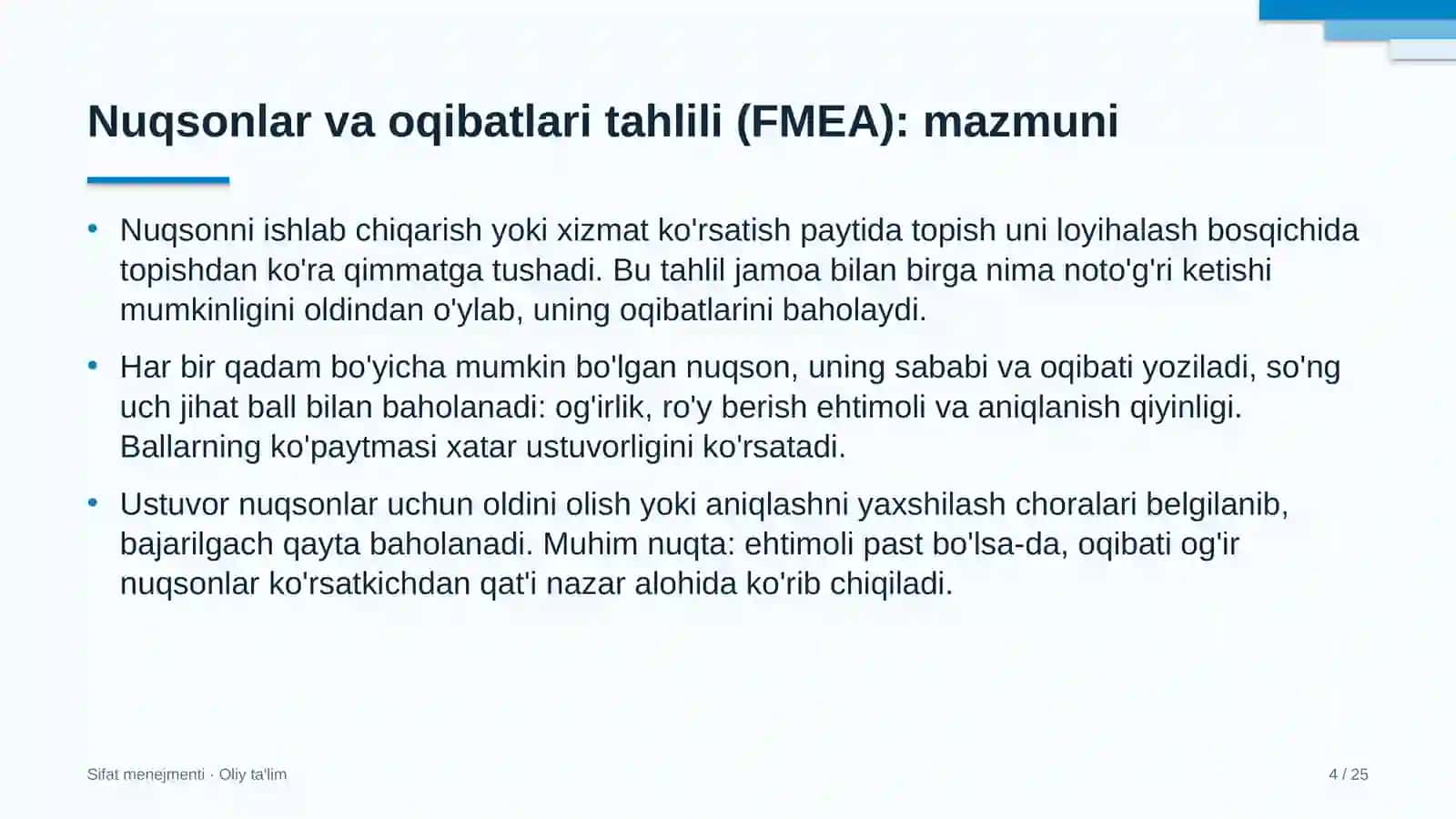 Atom energetikasida nuqsonlar va ularning oqibatlari tahlilini o'tkazish 4