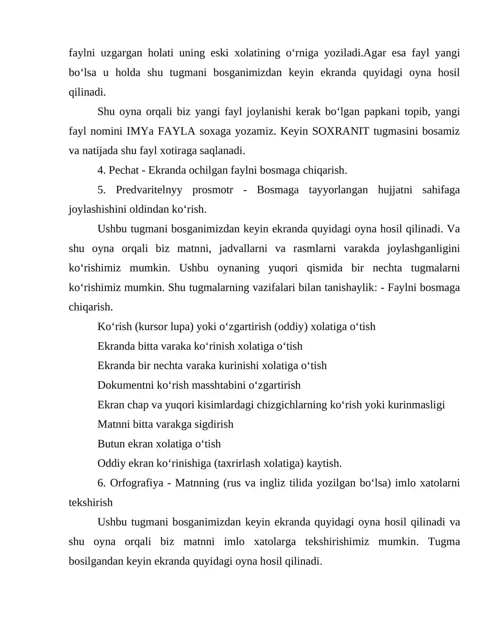 Matn muharrirlari. Word matn muharriri 4