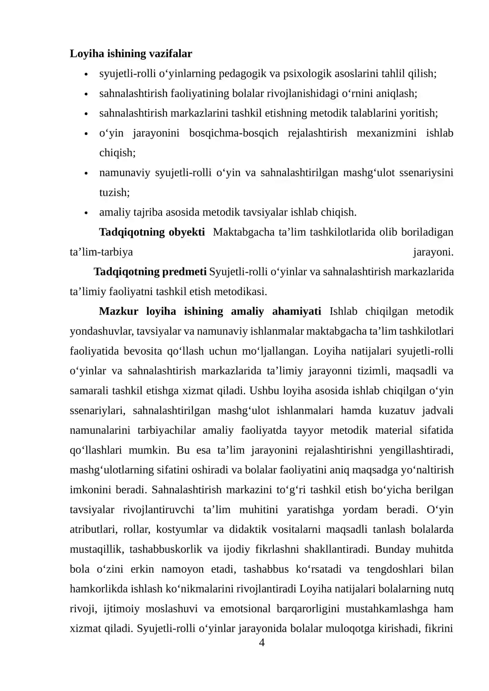 Syujetli-rolli o‘yinlar va sahnalashtirish markazlarida ta’limiy faoliyatni tashkil etish 4