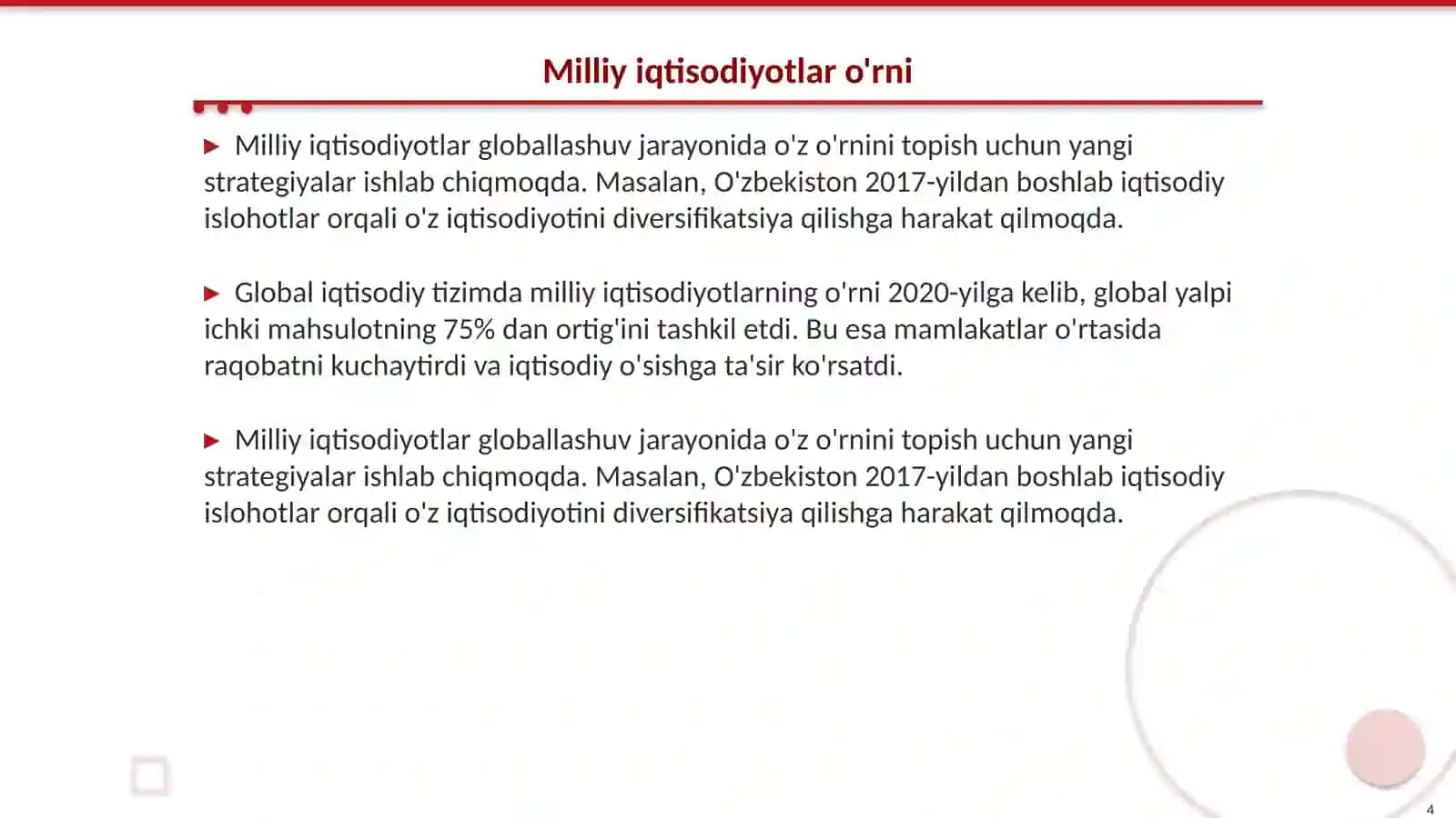 Globallashuv jarayonining milliy iqtisodiyotlarga ta'siri 4