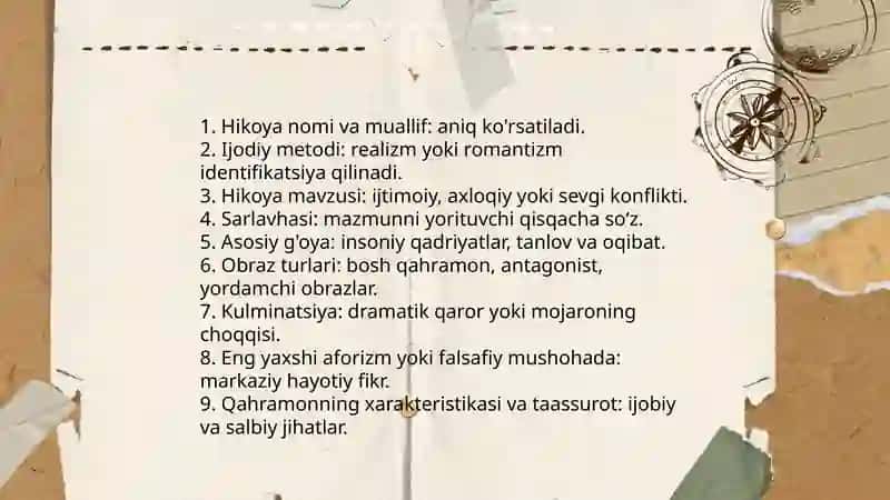 Hikoya nomi v a muallifning ijodiy metodi 4