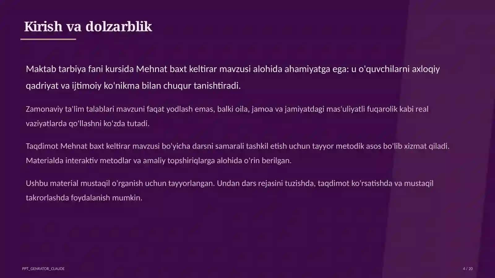 Mehnat baxt keltirar (3-sinf) 4