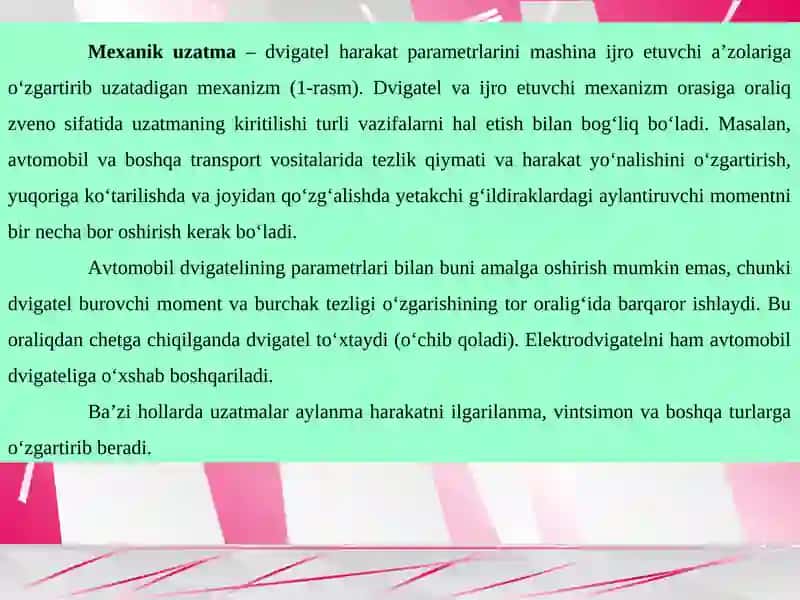 Tishli uzatmalar geometriyasi va kinematikasi 4