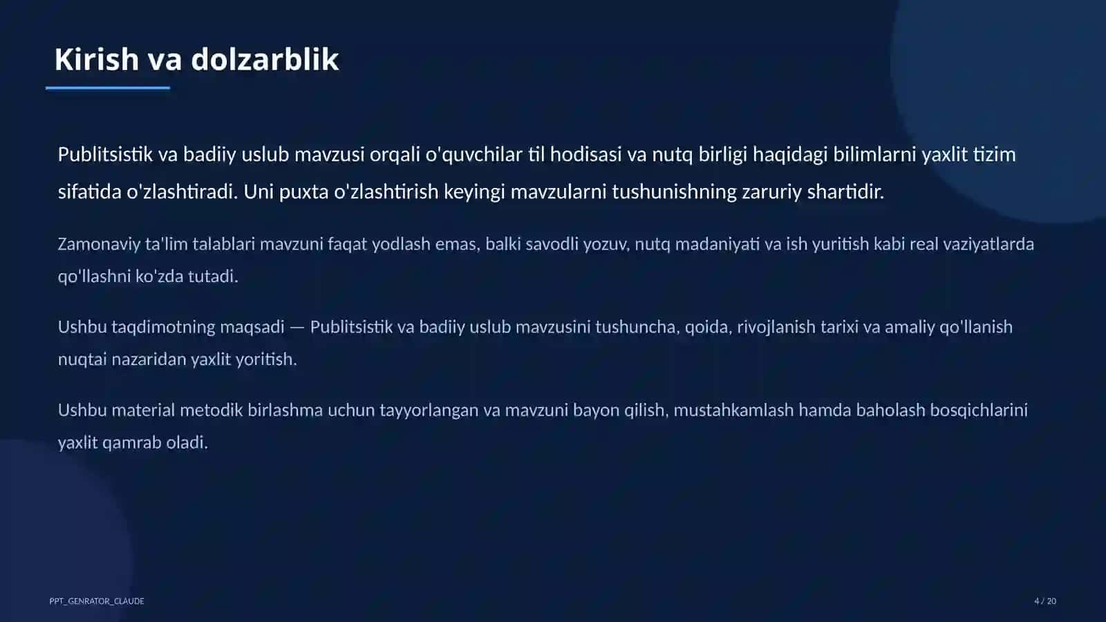 Publitsistik va badiiy uslub (10-sinf) 4