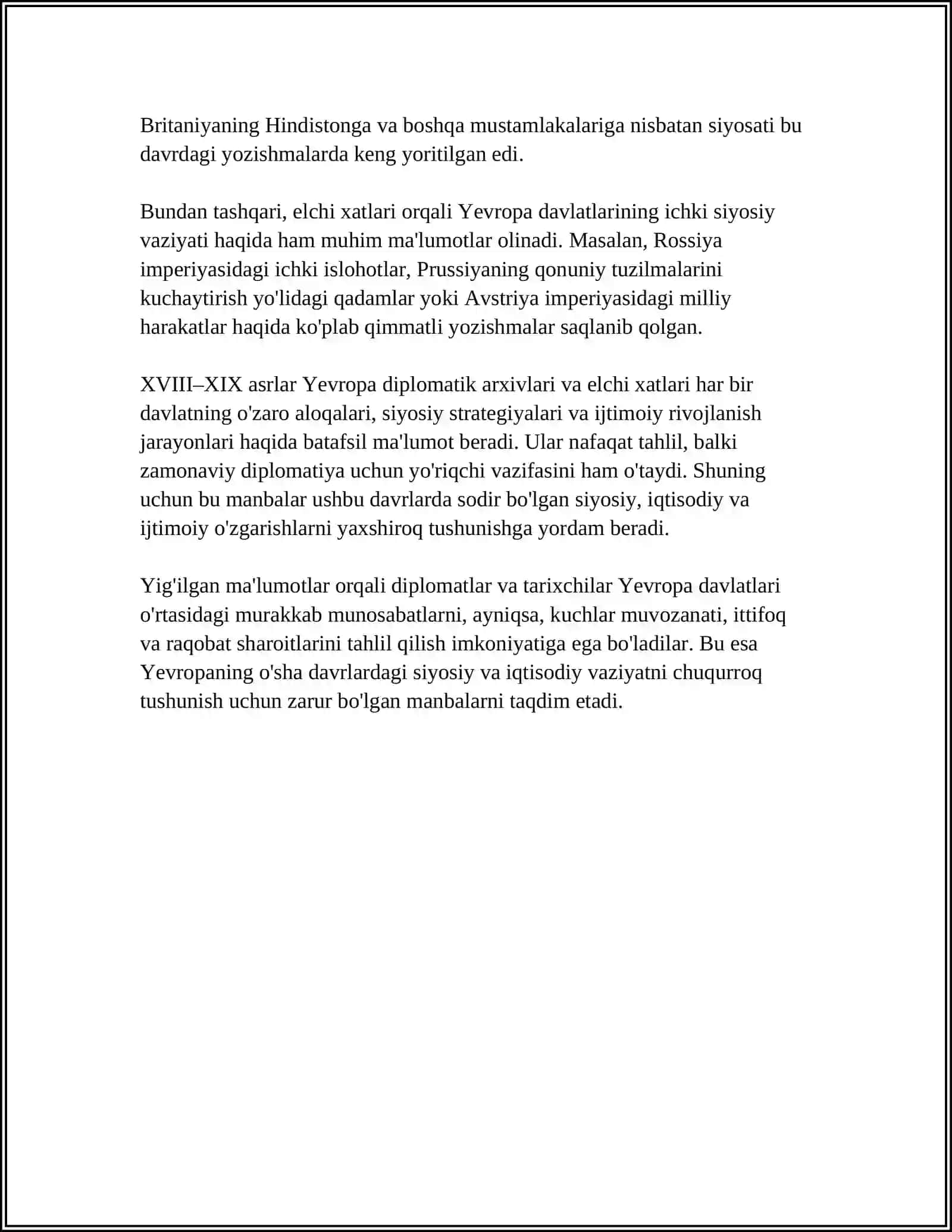 Yevropa diplomatik arxivlari va elchi xatlari (XVIII–XIX asrlarga oid) 4