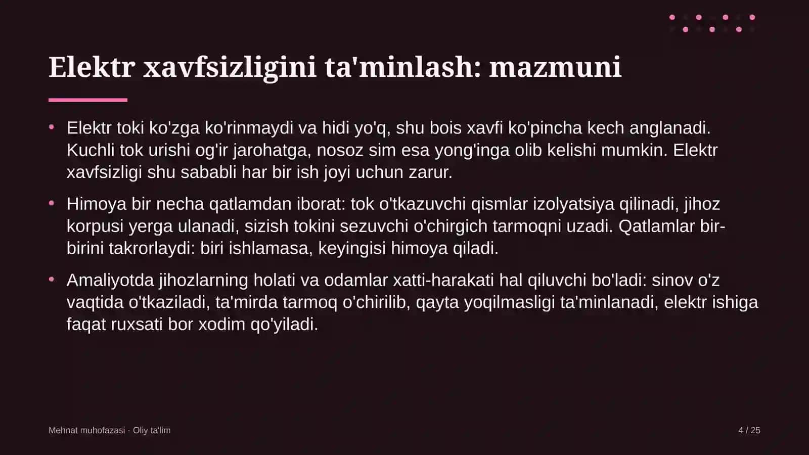 bandlikka ko'maklashish markazlarida elektr xavfsizligini ta'minlash 4938 4