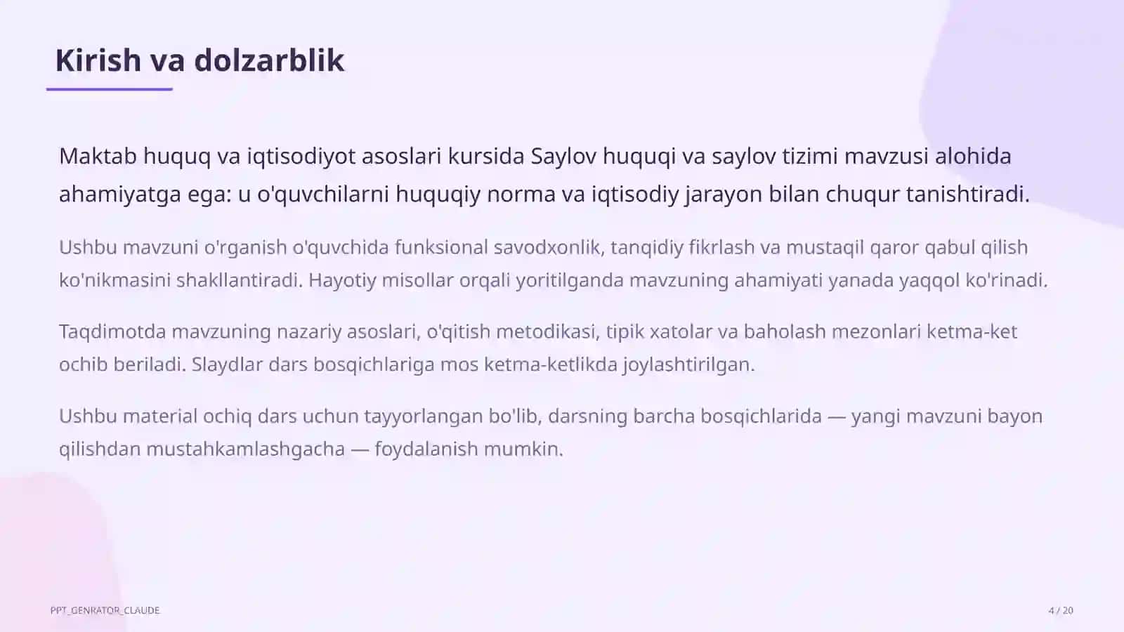 Saylov huquqi va saylov tizimi (10-sinf) 4