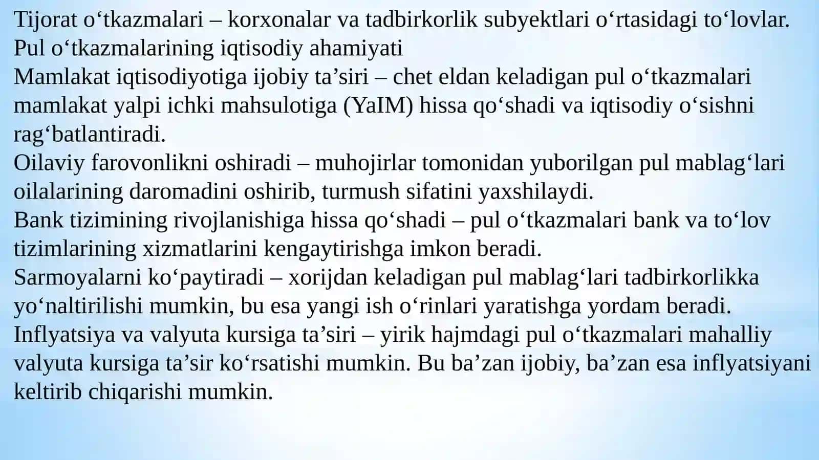 Pulo‘tkazmalarining mohiyati va iqtisodiyahamiyati 4