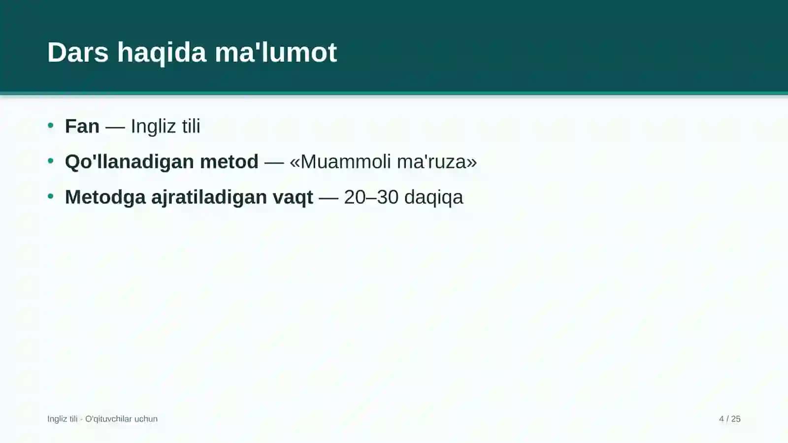 ingliz tili darslarida muammoli ma'ruza metodidan foydalanish 6611 4