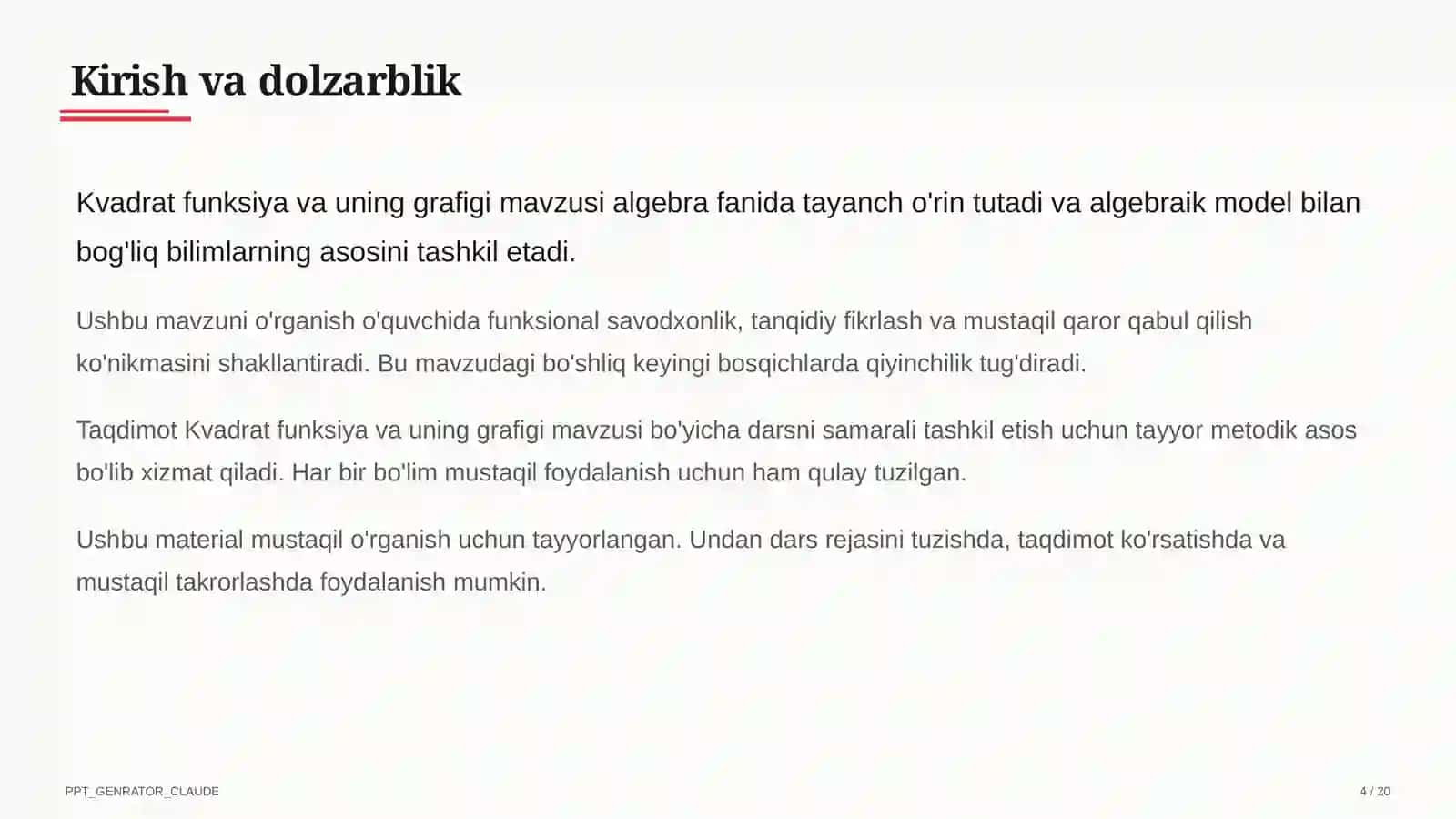 Kvadrat funksiya va uning grafigi (9-sinf) 4