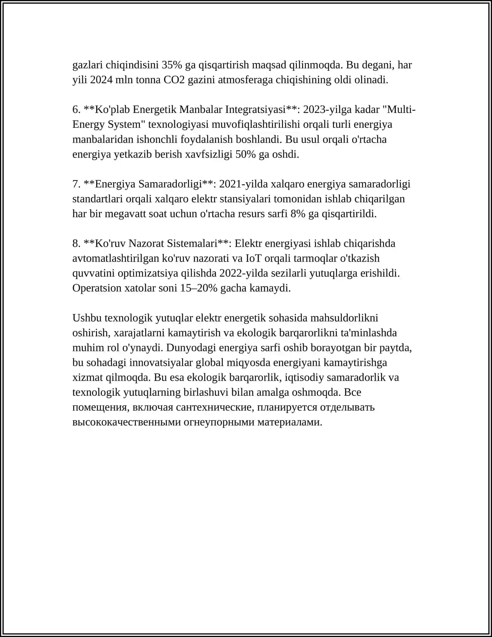 ELEKTR ENERGETIKASI, GAZ, ISSIQLIK VA NEFT TA’MINOTI SANOATIDA YIRIK TIZIMLAR VA KOMPLEKSLARNING RIVOJLANISH XUSUSIYATLARI 4