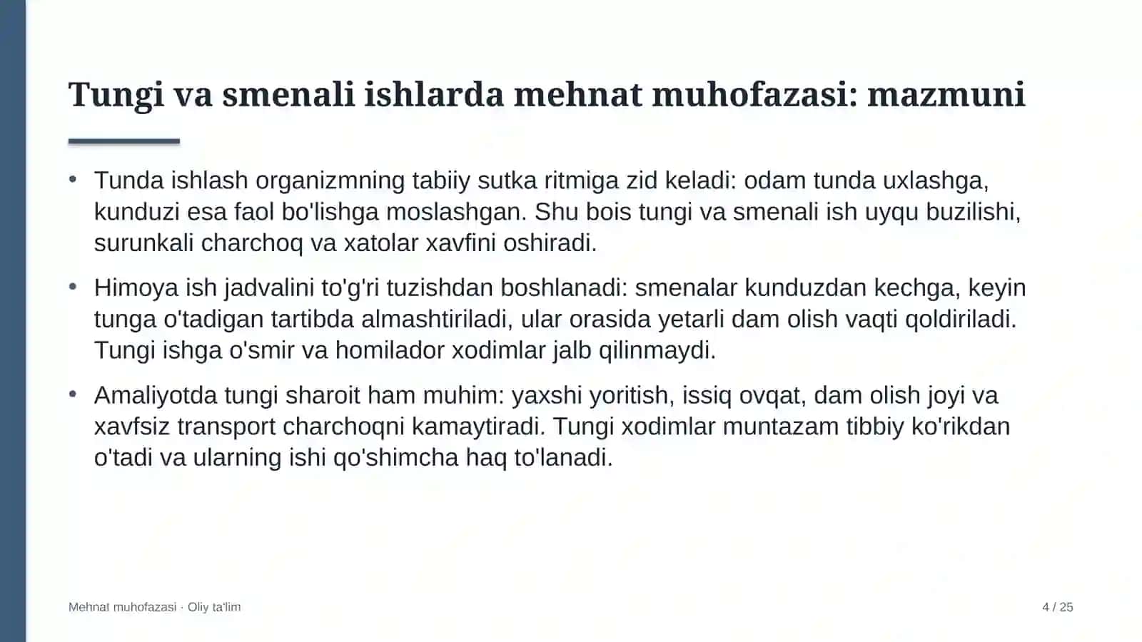 tibbiyot oliy ta'lim muassasalarida tungi va smenali ishlarda mehnat muhofazasi 3972 4