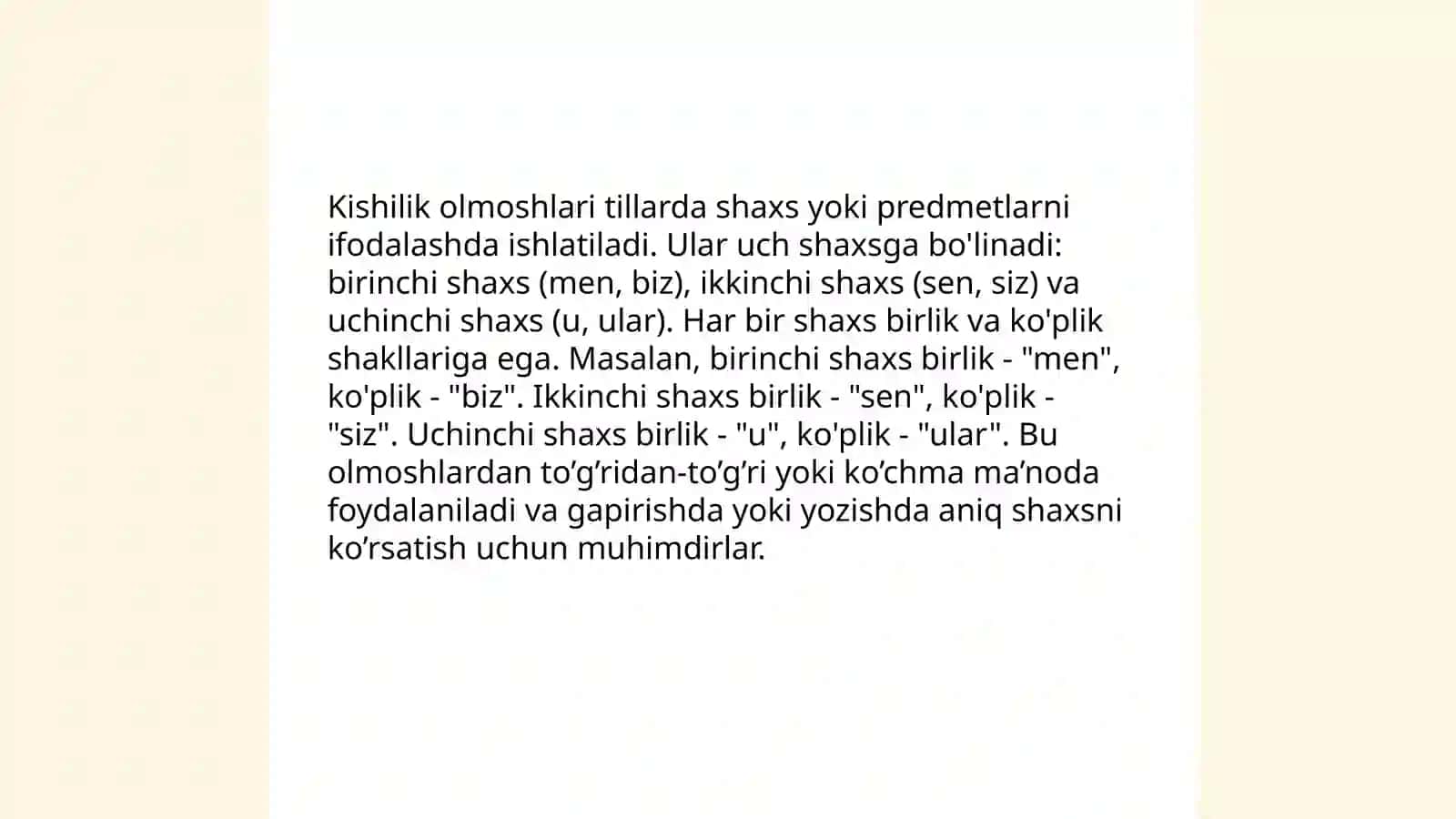 Kishilik olmoshlari 4