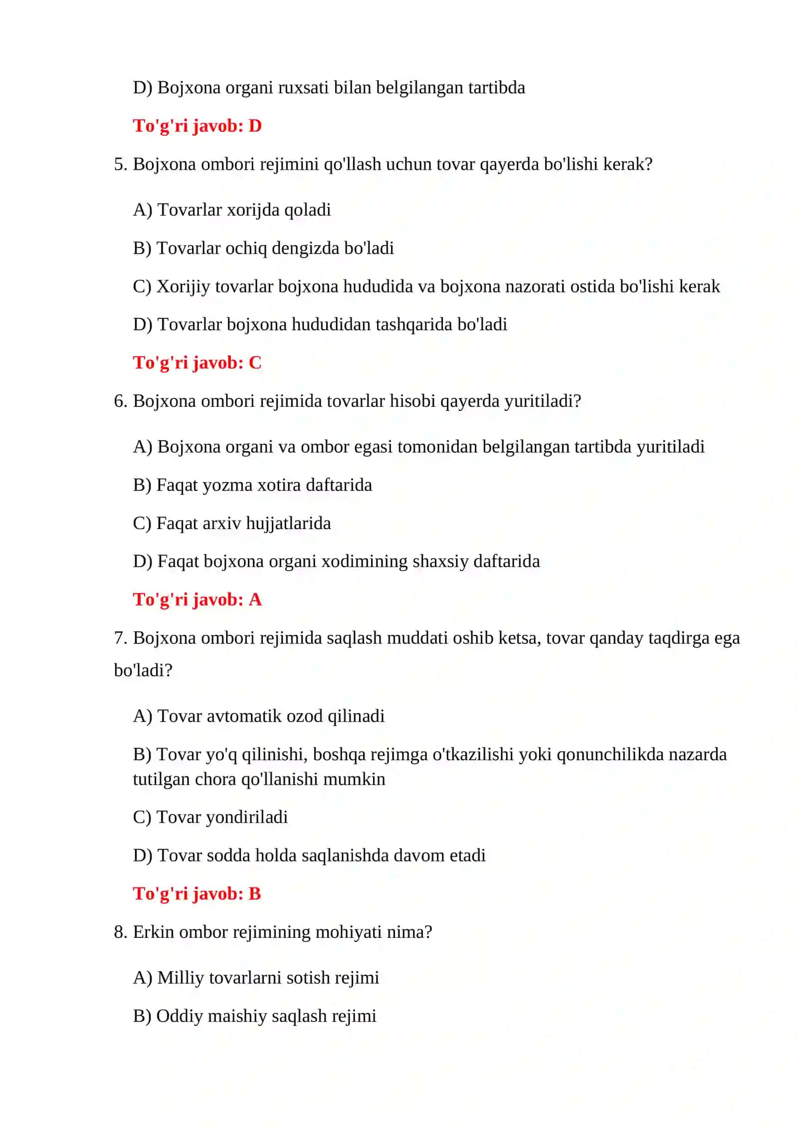 EKSPORT BOJXONA REJIMI TESTLARI 4