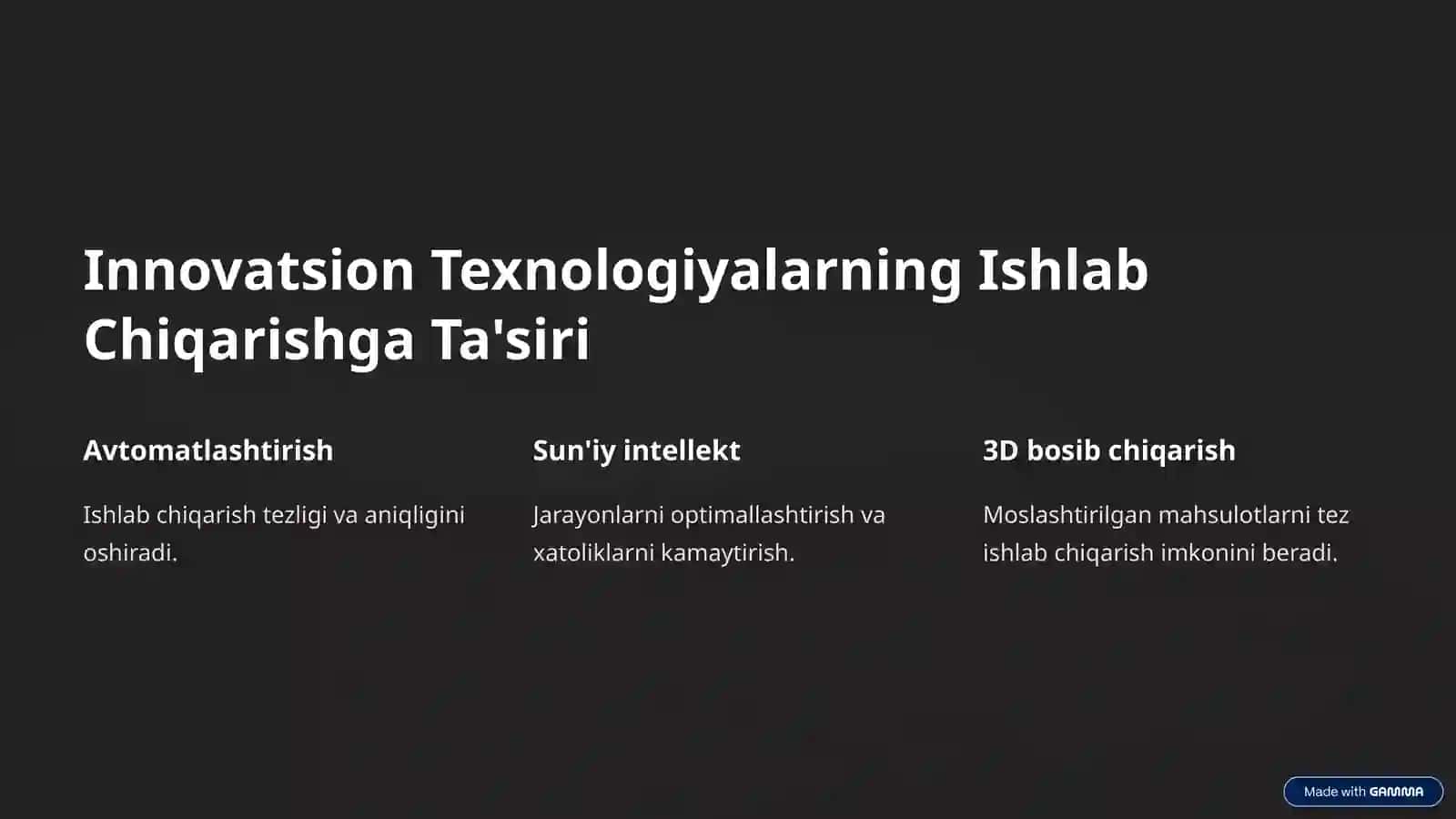 Innovatsion texnologiyalar asosida Ishlab chiqarish tahlili 4
