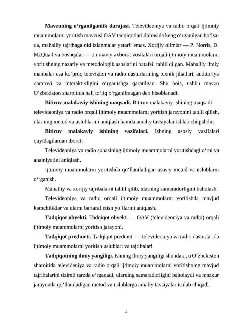 TELVEDENIYA VA RADIO ORQALI IJTIMOIY MUAMMOLARNI YORITISH TAJRIBASI 4