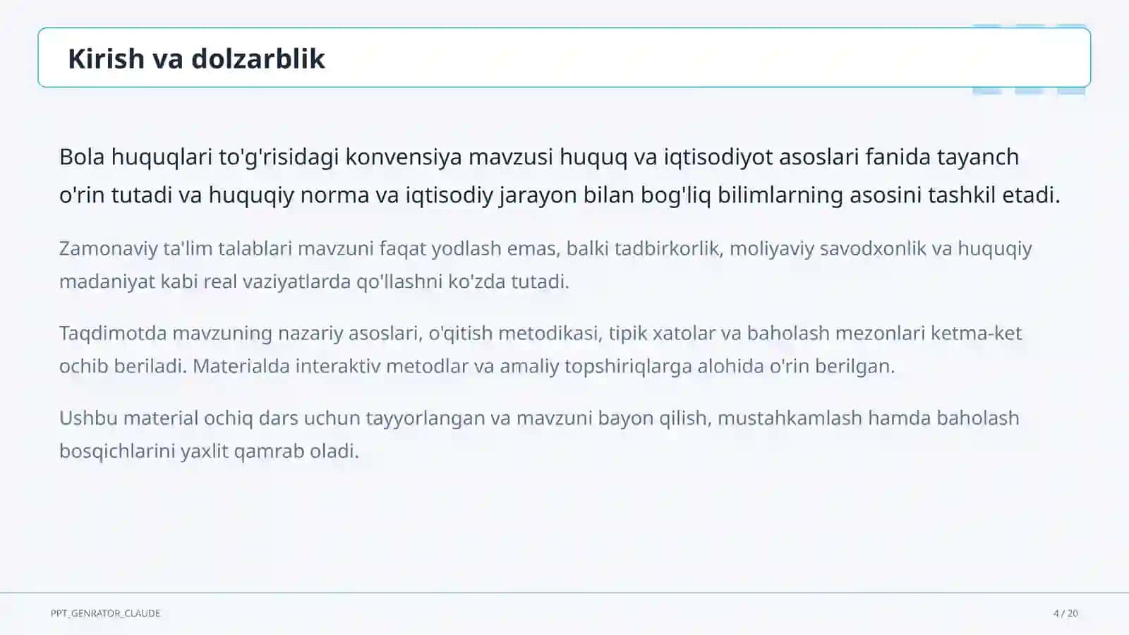 Bola huquqlari to'g'risidagi konvensiya (9-sinf) 4