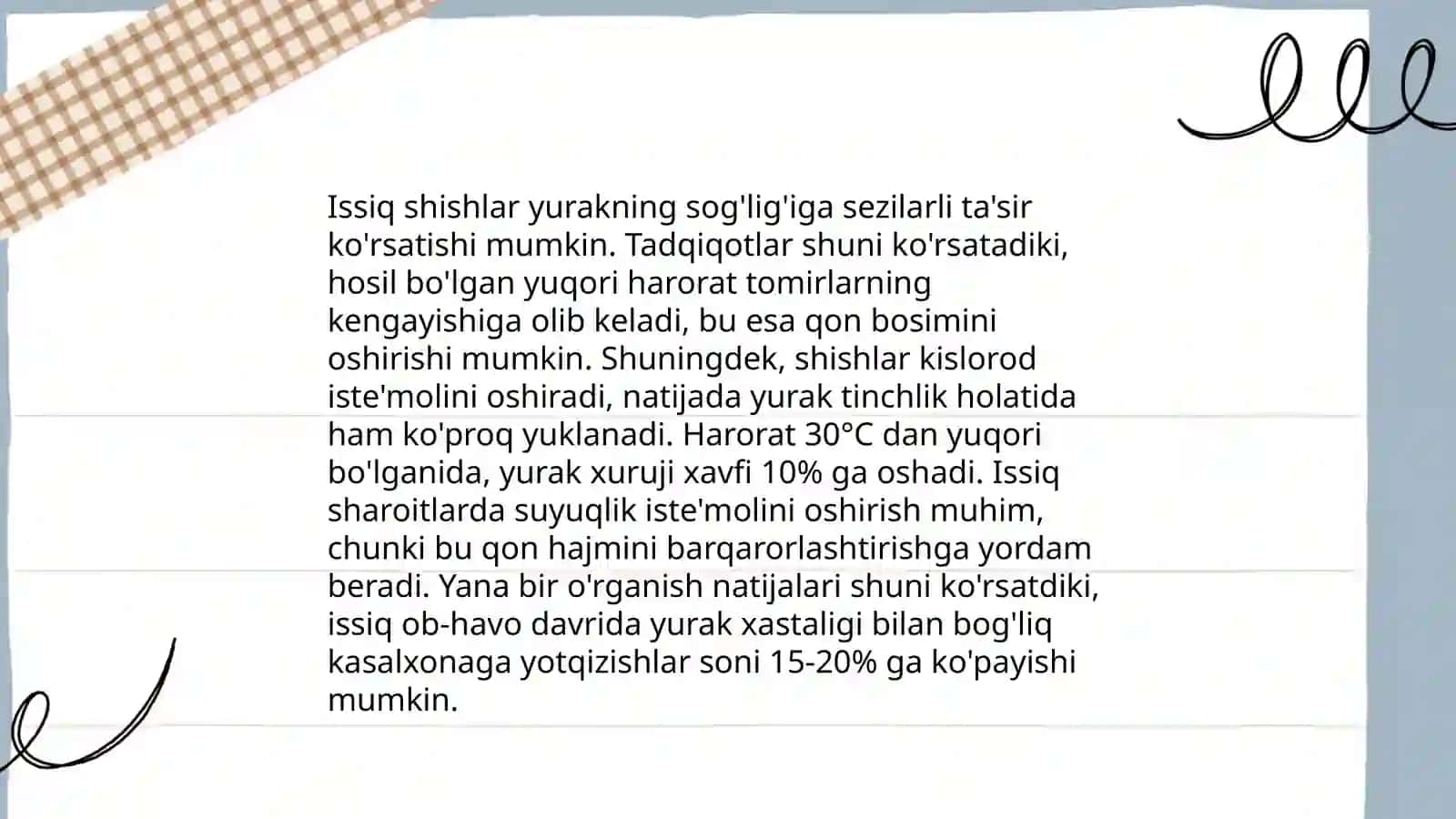 Yurakda bo’ladigan issiq shishlar xaqida 4