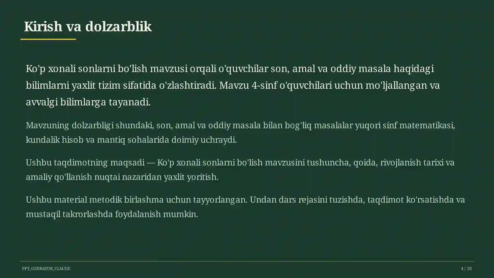 Ko'p xonali sonlarni bo'lish (4-sinf) 4
