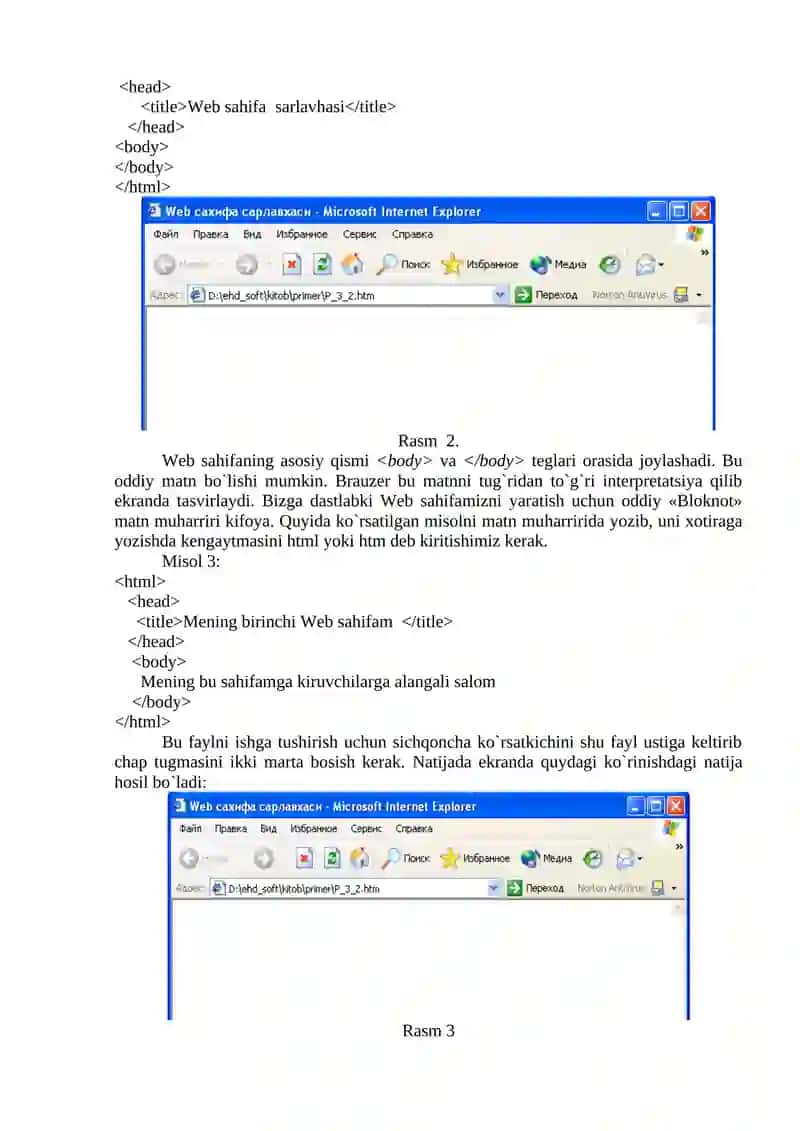 HTML TILI. WEB SAYT TARKIBI VA UNI YARATISH 4