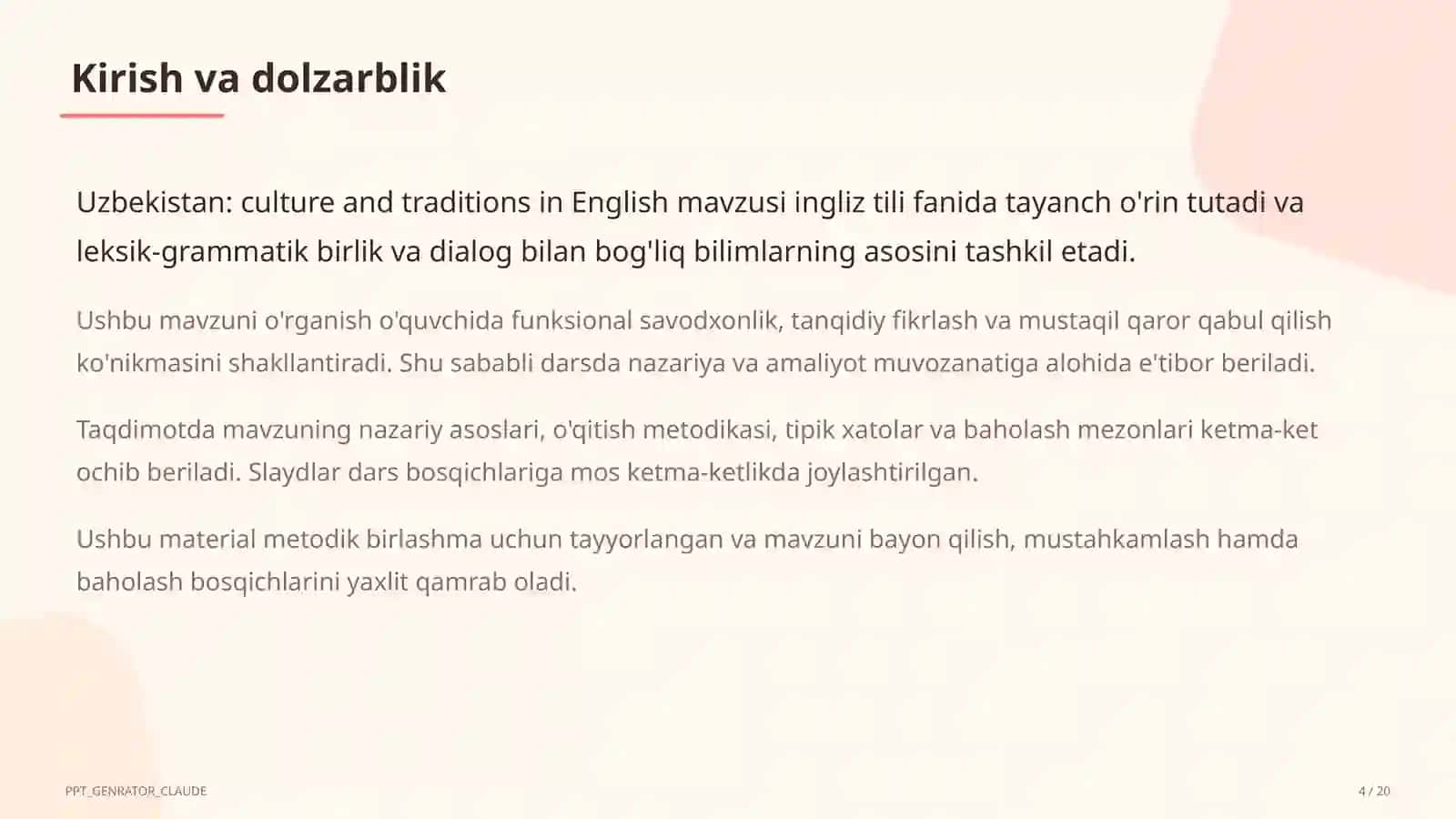 Uzbekistan: culture and traditions in English (8-sinf) 4