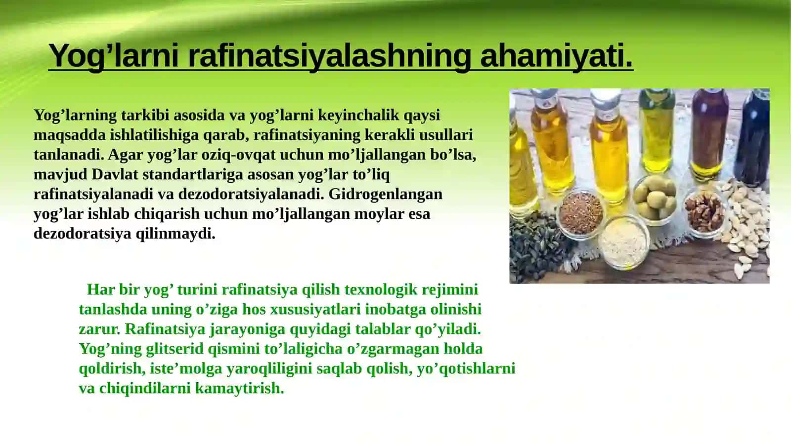 Yog`larni rafinatsiyalash 4